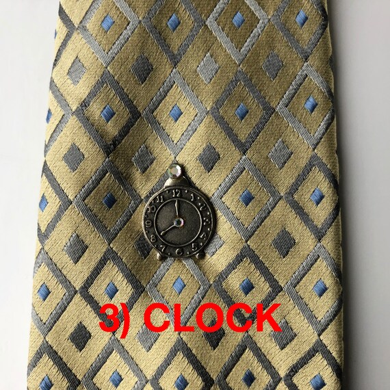 Vintage Tie Tack, Tie Clip, Tie Chain - Unique Ti… - image 4
