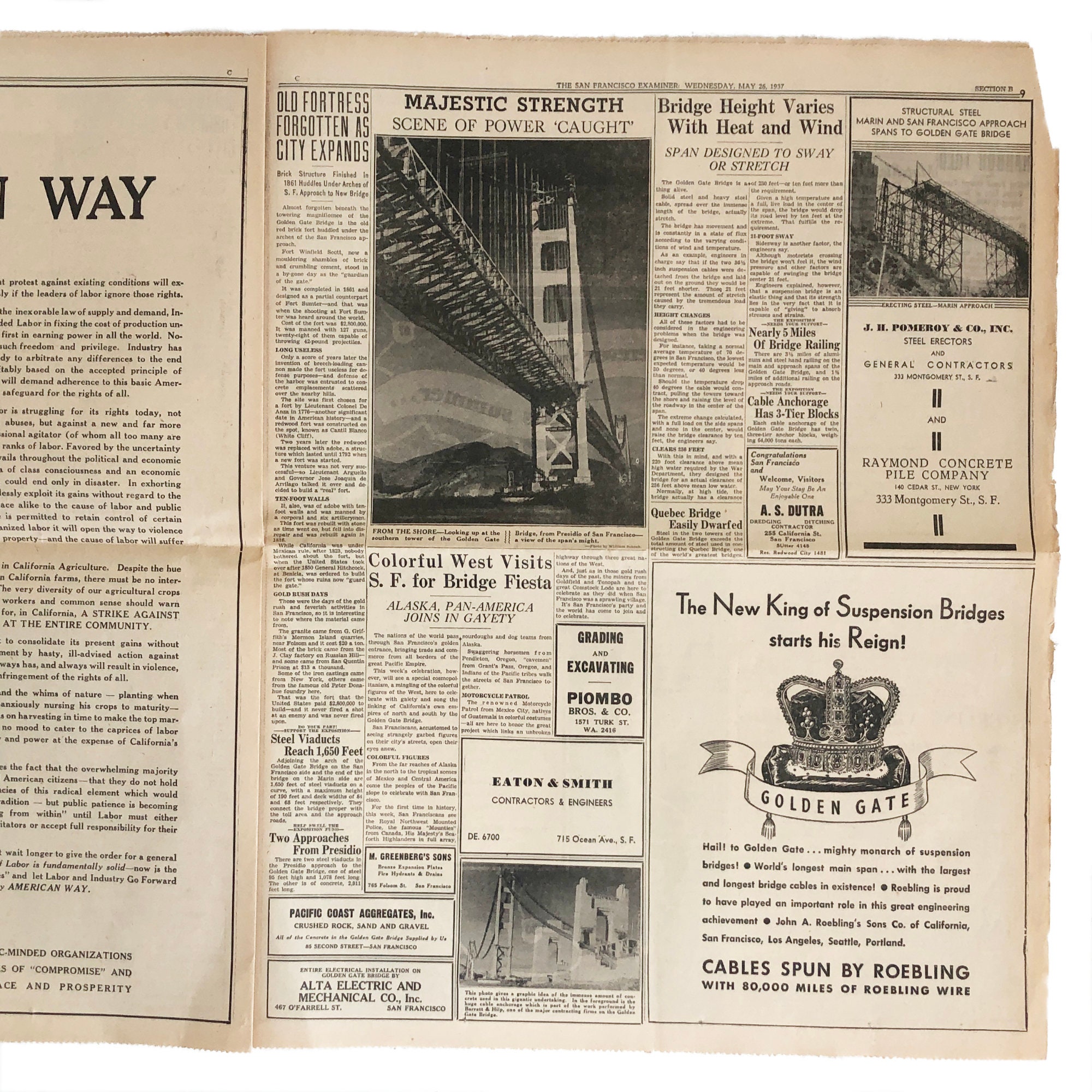 San Francisco Examiner Newspaper Golden Gate Bridge Edition