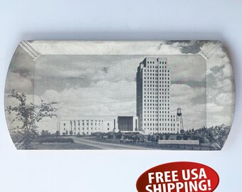 1940s Haskelite Socialite Tray with North Dakota Capitol Building: Bismarck, ND Collectible