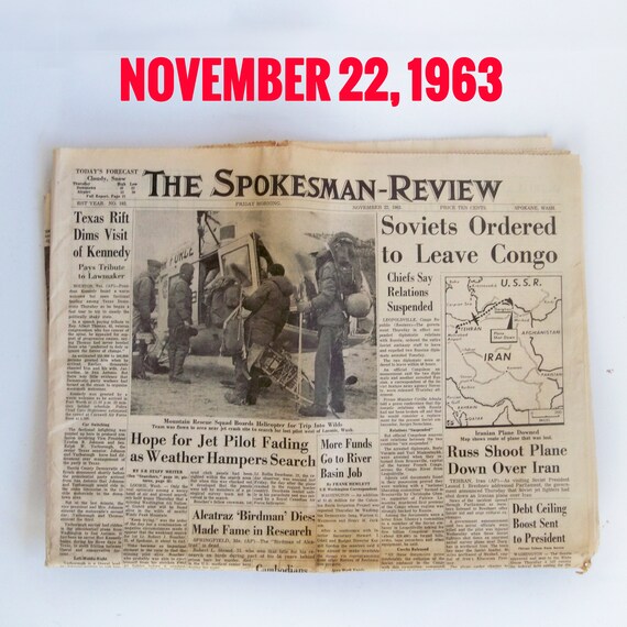 Original President Kennedy Assassination Newspaper From Original President Kennedy Assassination Newspaper From