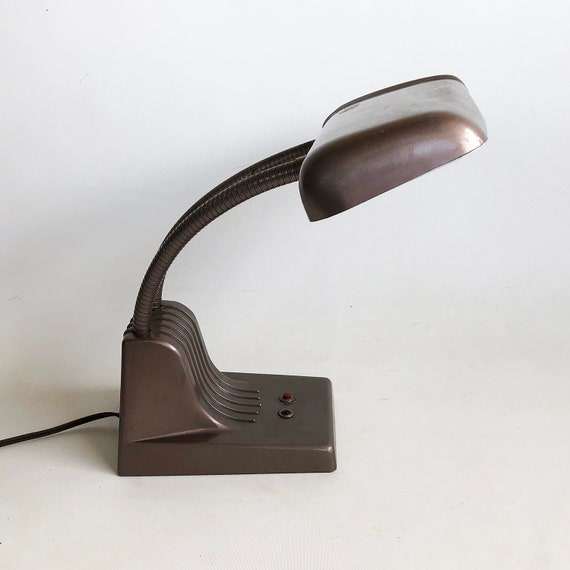 Mid Century Dazor Industrial Chic Goose Neck Desk Lamp Model 1000 Double Gooseneck Desk Light Industrial Light