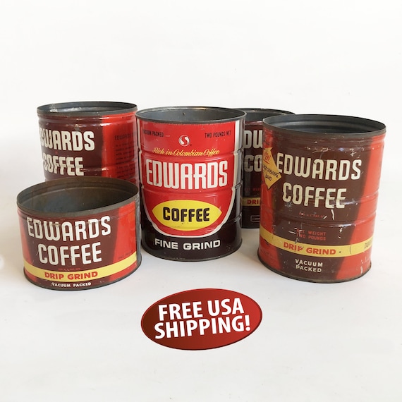 Vintage Edwards Coffee Can: Mid-century Safeway Brand Tin, 1950s