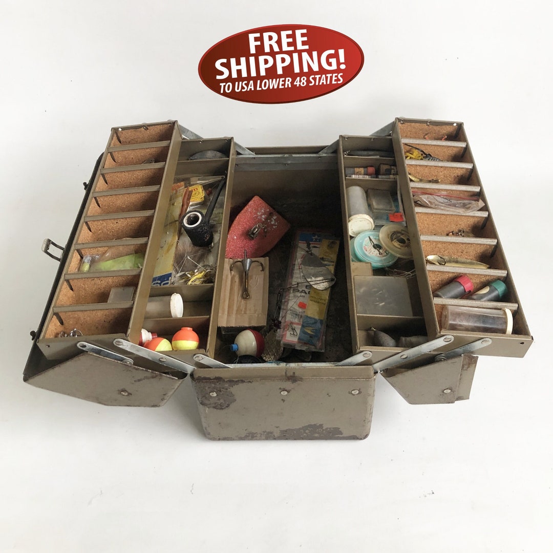 Large Midcentury Sport King Tackle Box With Vintage Tackle Etsy