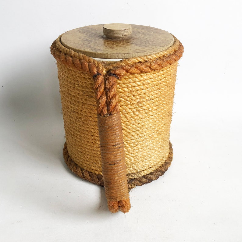 Midcentury Nautical Rope Wrapped Ice Bucket With Matching Etsy