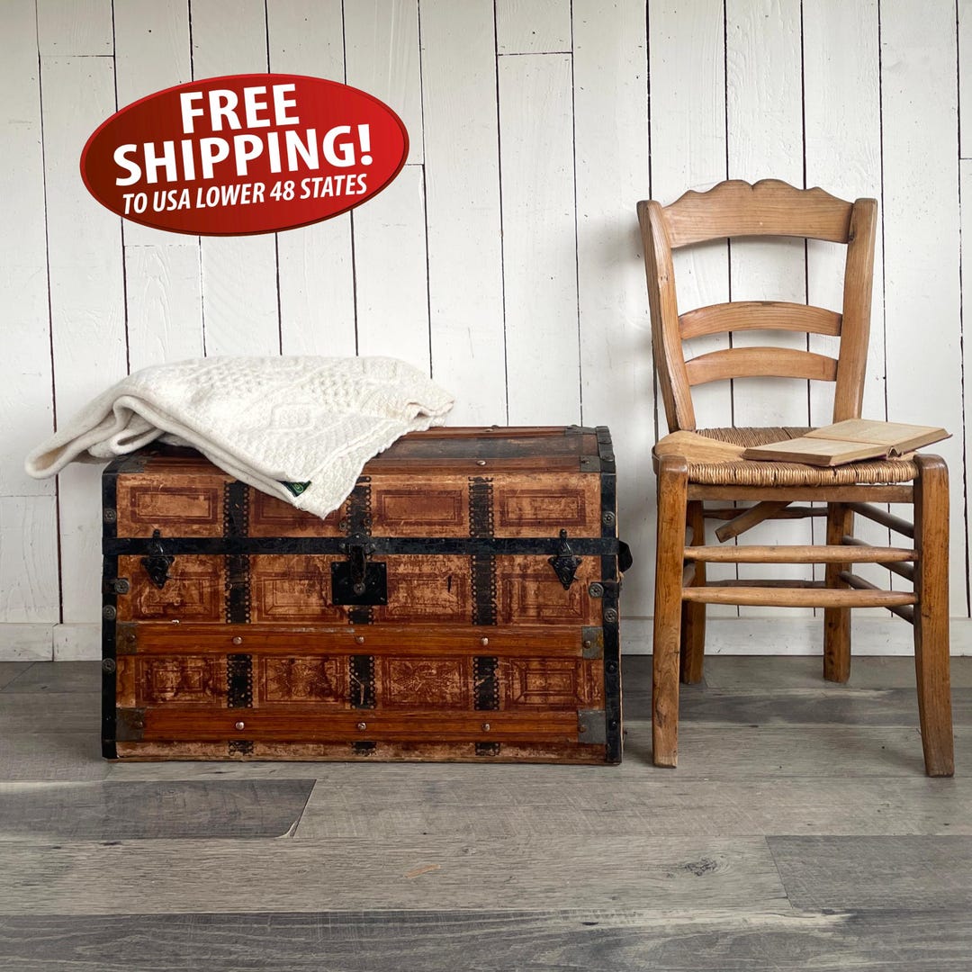 Antique 1880s M.M. Secor Trunk, Stagecoach Trunk, Wood Slat Travel ...