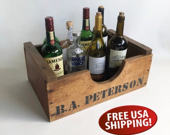 Distressed Wooden Storage Box: B.A. Peterson Stencil, Repurpose Decor