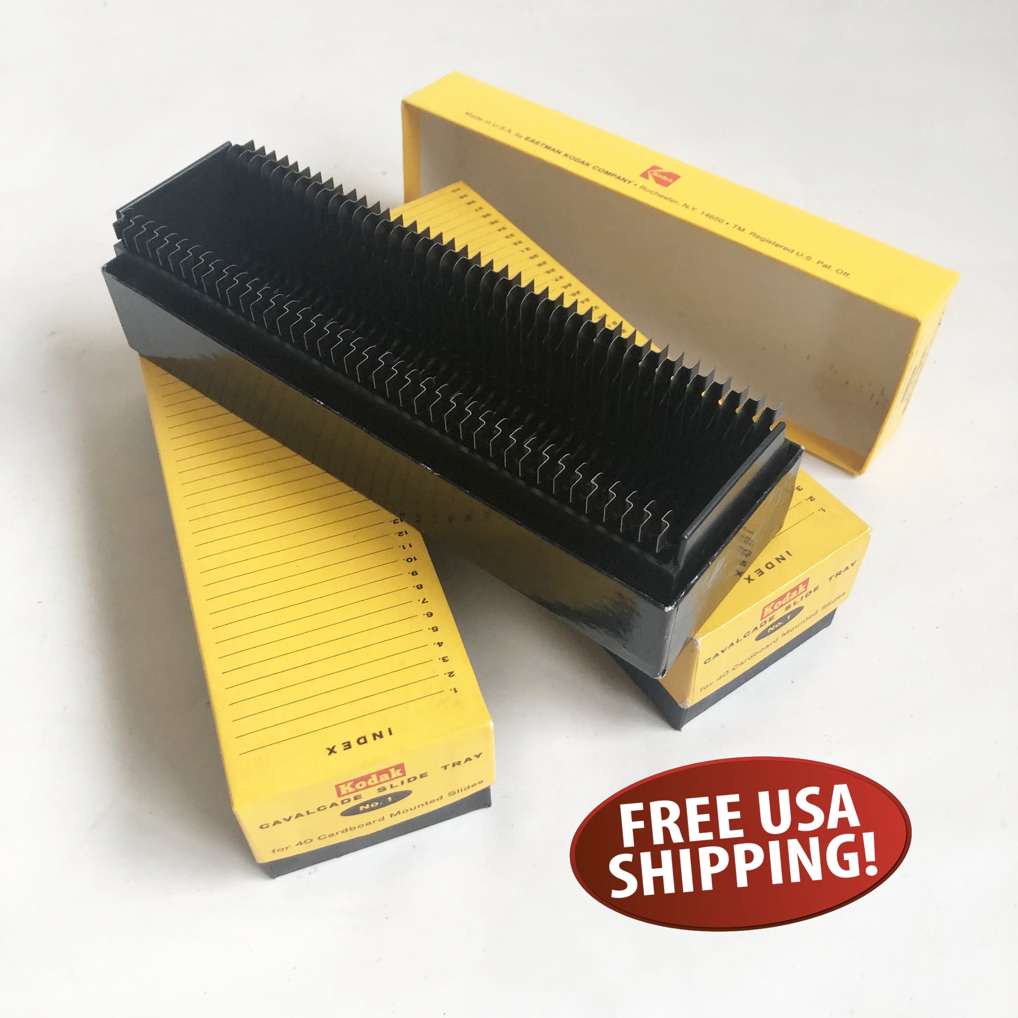 Vintage Kodak Cavalcade No. 1 Slide Trays, Set of 2, With Storage