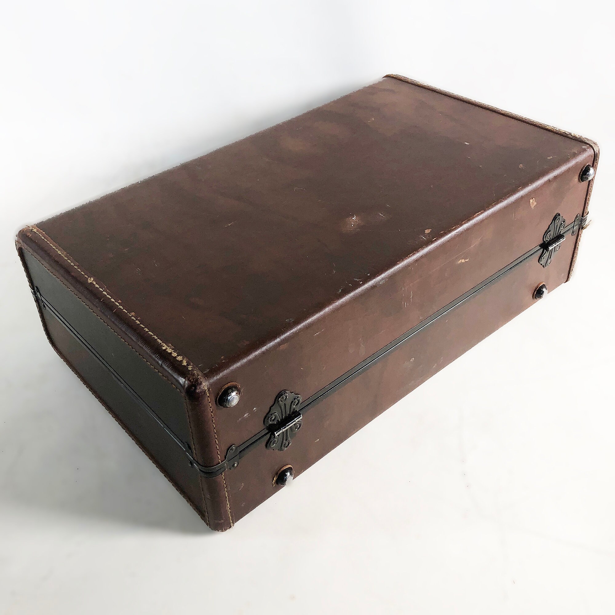 Rare 1930s Samsonite Leather Hard-sided Suitcase - Shwayder