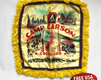 WWII Camp Carson Souvenir Pillow Sham, US 5th Army Throw Pillow Cover