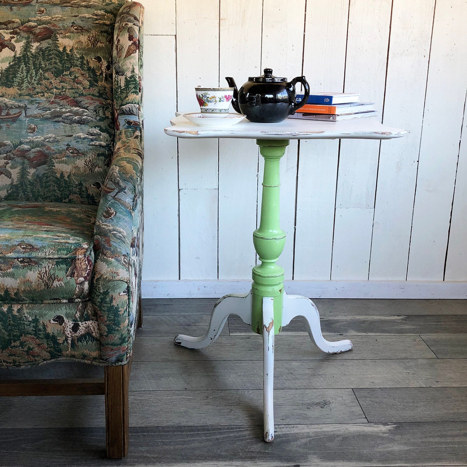 Vintage Berkey & Gay Solid Maple Side Table With Shabby Cream Etsy