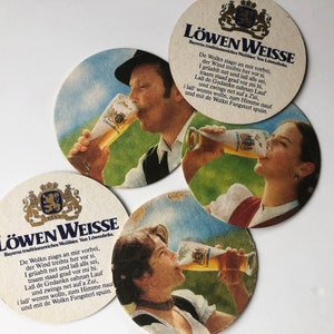 1970s-80s LöwenWeisse, Löwenbräu Beer Coaster, German Beer Coaster, Octoberfest, Oktoberfest, Breweriana - FREE USA SHIPPING