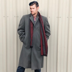 Vintage Mens Wool Cheswick Covert Cloth Overcoat, Trench Coat -