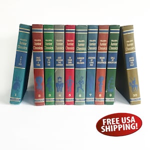 1962 Collier&#39;s Junior Classics Book Set, 10 Volume Set, Classic Children&#39;s Stories, Young Reader Books, Homeschool Books, One Foot of Books