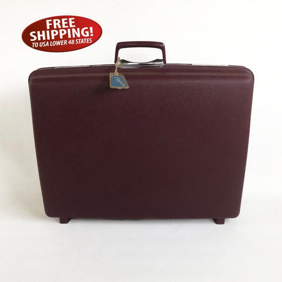 JC Penney Aspen 24" Molded Burgundy Vinyl Suitcas… - image 1