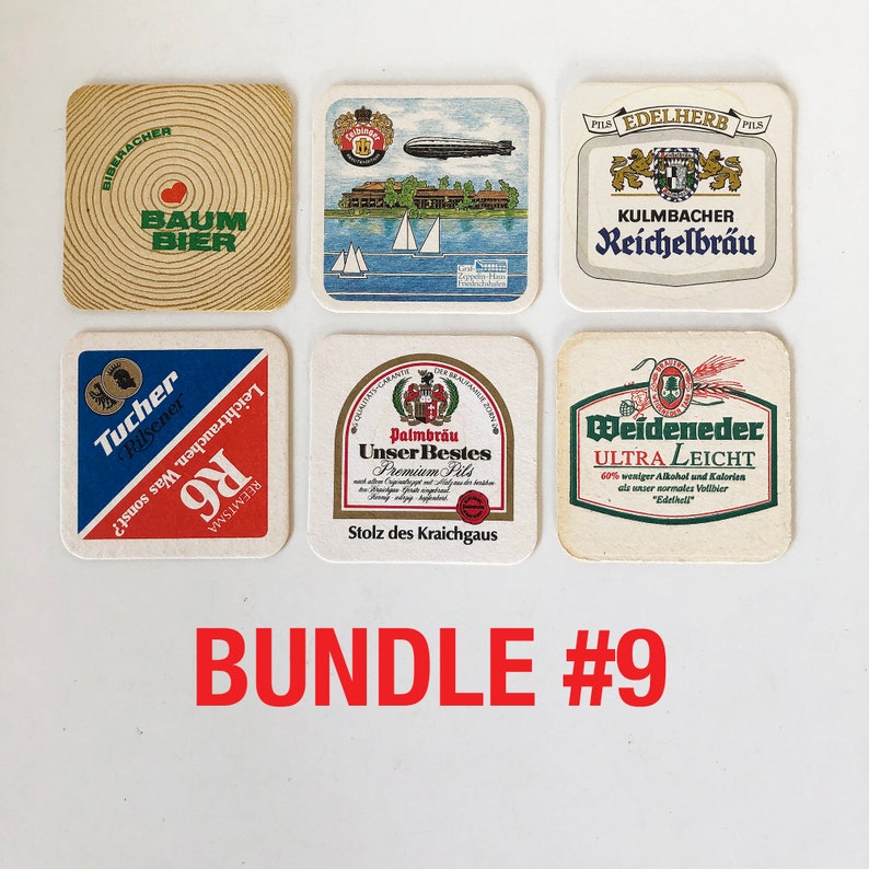 Bundle of Six 1970s-80s German Beer Coasters, Bier Coaster, Octoberfest, Oktoberfest, Breweriana Drink Coaster C Bundle #9