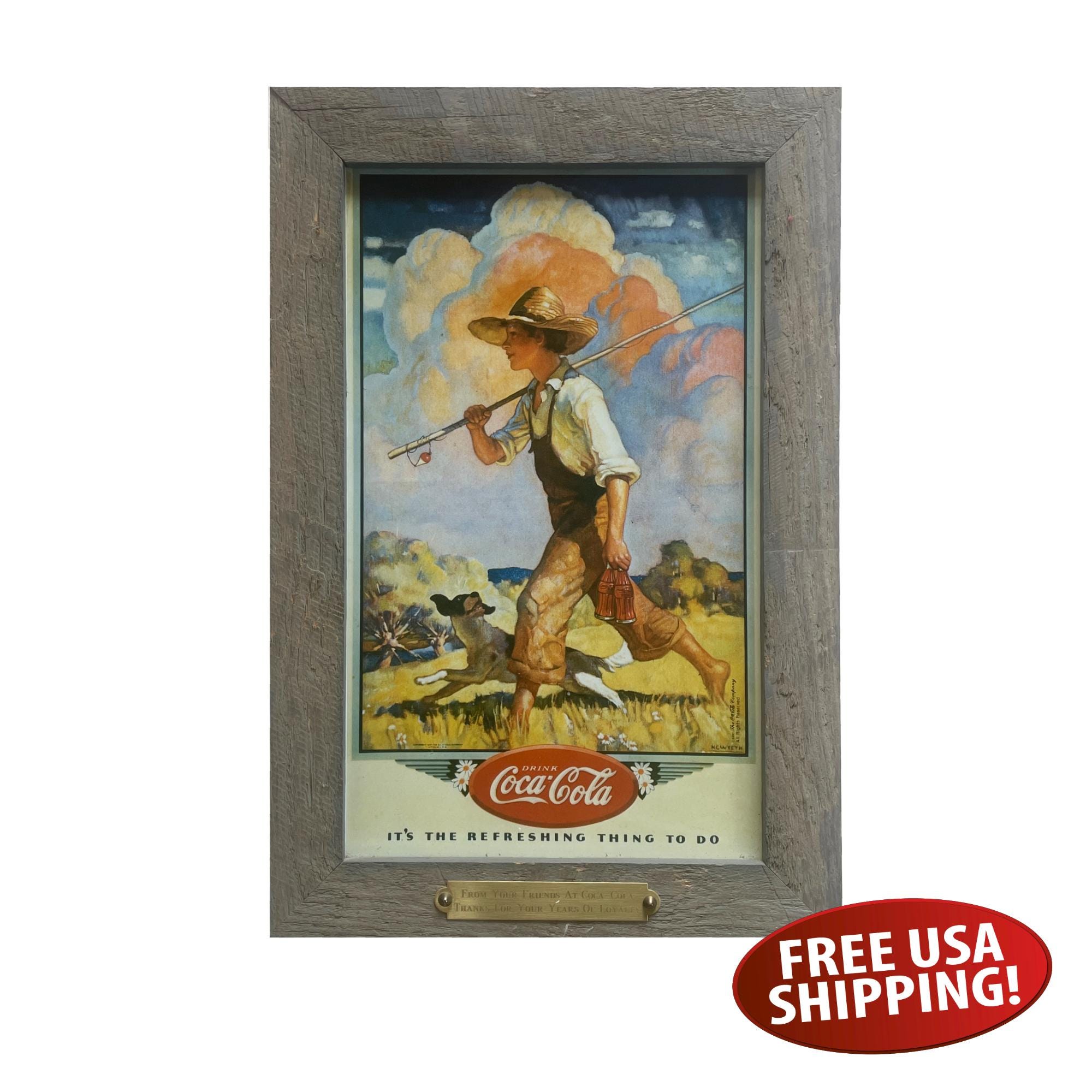 Vintage Coca-cola Framed Print: N.C. Wyeth Boy Fishing With Dog - Etsy