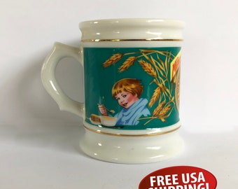 Vintage Gold Medal Flour Mug: 1980s Franklin Porcelain Advertising Art