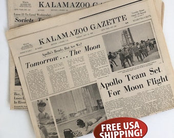 Old Newspaper from July 1969 - Apollo 11 Moon Landing News - First Man on Moon, NASA Collector, Space Race Memorabilia