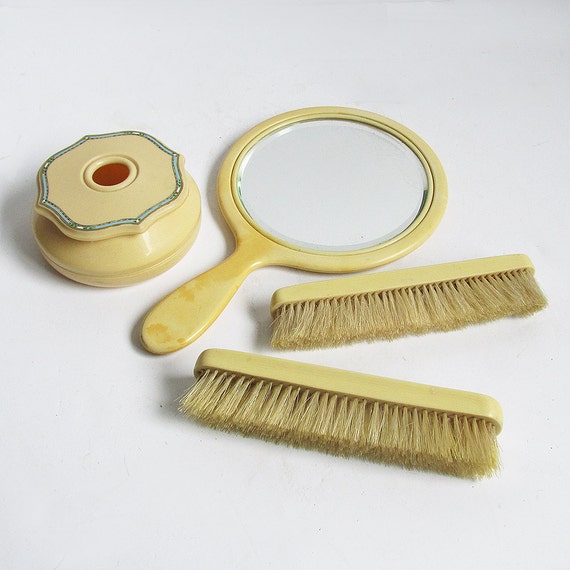 1920s - 1930s Celluloid - Ivory Pyralin Vanity Set - Mirror  display picture 3
