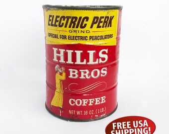 1960s Hills Bros. Coffee Tin: Retro Kitchen Decor
