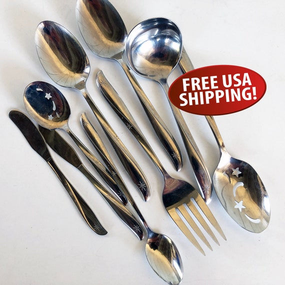 オネイダ ONEIDA スプーン ＆ フォーク スターリングシルバー 銀製 Oneida Twin Star Stainless Steel Silverware: Mid-century