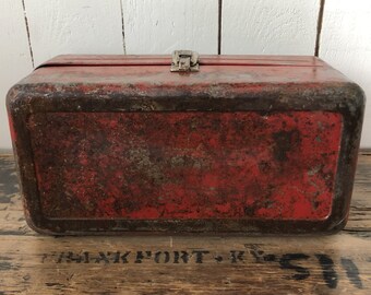 Vintage Red Metal Tackle Box - Hein Ventures Inc.