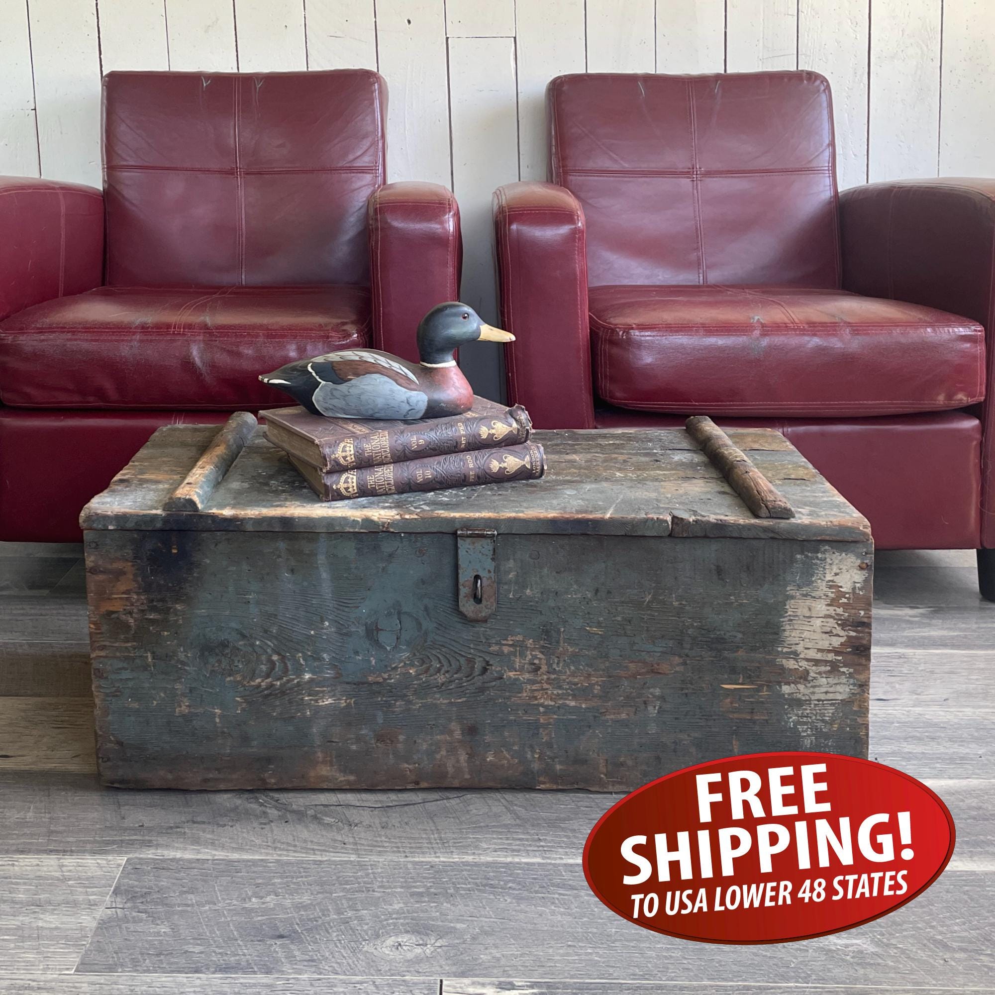 Rustic, Home-made Barn Trunk, Tool Chest,  Storage Trunk, Barn Box, Coffee Table Trunk, Primitive Utility Chest, Farmhouse Decor