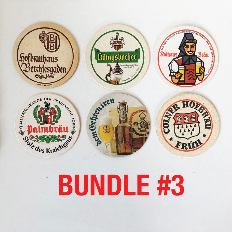 Bundle of Six 1970s-80s German Beer Coasters, Bier Coaster, Octoberfest, Oktoberfest, Breweriana Drink Coaster C Bundle #3