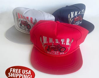 1998 W.M.S.T.R. Tractor Hat, Rollag Minnesota, Embroidered Farmer's Hat