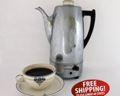Mid Century Universal Model B4-418 Electric Coffee Percolator, Landers Frary Clark Coffee Maker, 6 Cup Electric Perk Pot