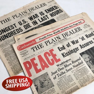 Old Newspaper from August 27 1972 or January 28 1973, Vietnam War Ends, End of Vietnam War News