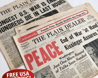 Old Newspaper from August 27 1972 or January 28 1973, Vietnam War Ends, End of Vietnam War News