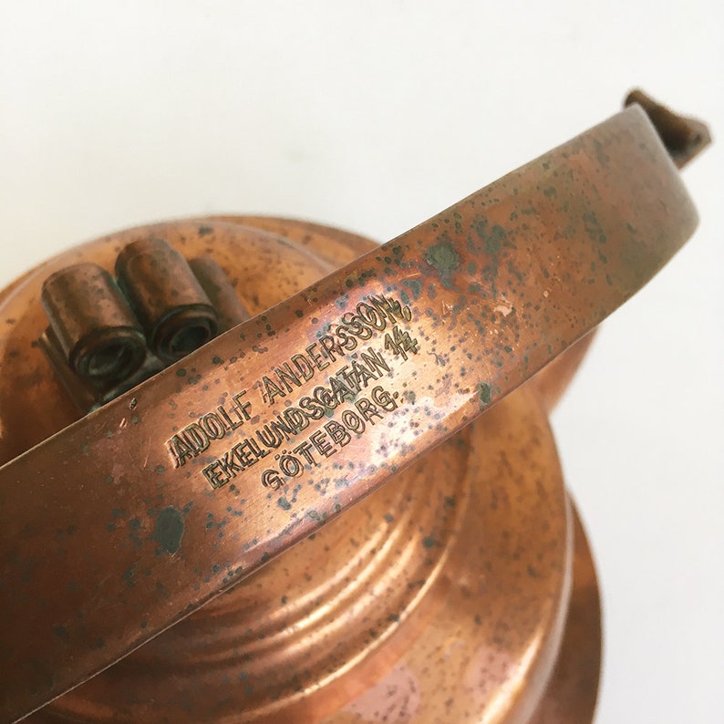 Copper Kettle Dovetail Seams Swedish Imigrant/'s Kettle Made in Sweden Antique Adolf Andersson Ekelundsgatan 14 Copper Teapot