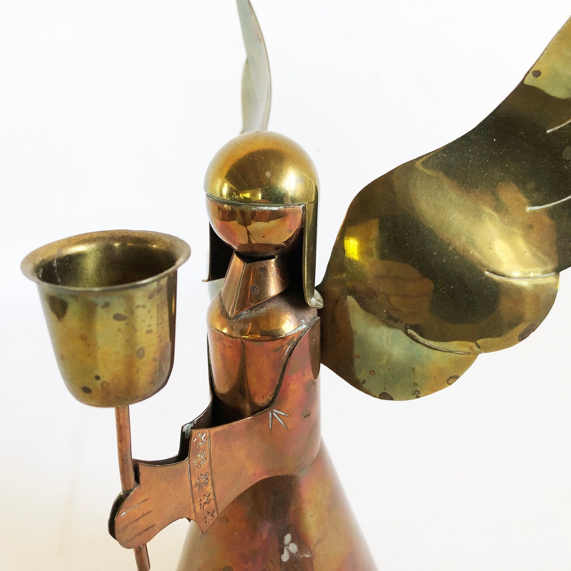 Vintage Copper & Brass Angel Candle Holder Handmade Metal Etsy
