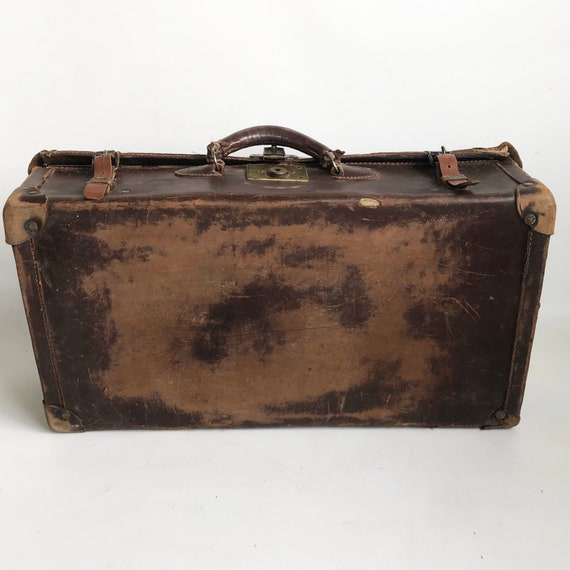 1930s-1940s Distressed Belber Leather Suitcase, S… - image 5