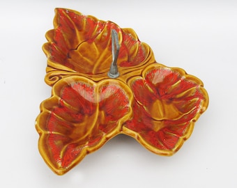 Midcentury Santa Anita Ware Autumn Leaf Ceramic Serving Bowl: Retro Fall Decor, Pattern R-27