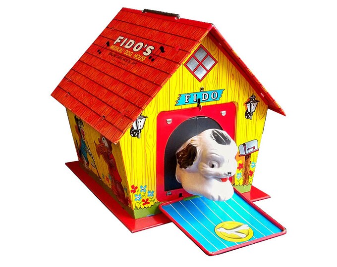 Mid Century Metal Litho Jackinthebox Dog House Toy Swiss Made Etsy