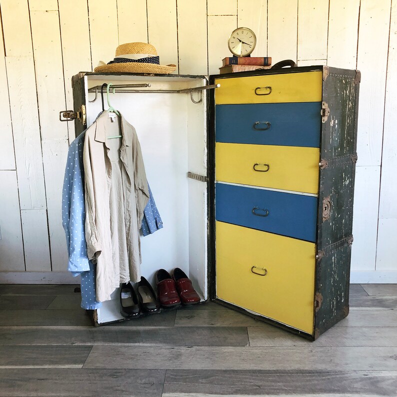 1920s Wardrobe Trunk Steamer Trunk Big Trunk Trunk With Etsy