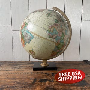 1980s Replogle 12&quot; Globe, World Globe, World Classic Series, Relief Globe, Den Decor, Travel Decor