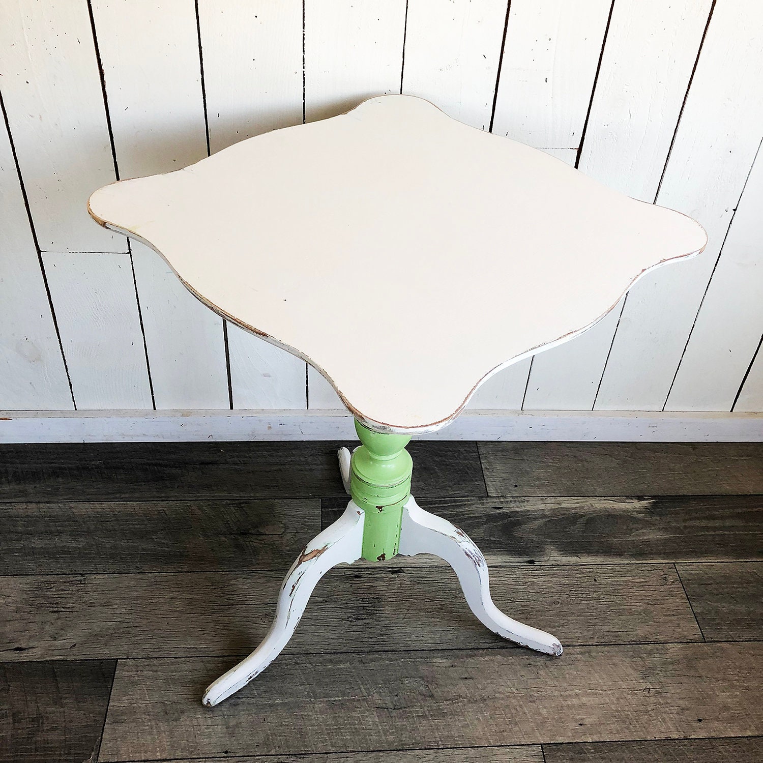 Vintage Berkey & Gay Solid Maple Side Table with Shabby Cream Etsy