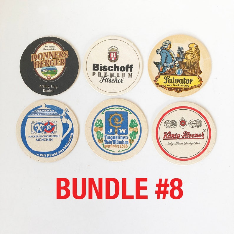 Bundle of Six 1970s-80s German Beer Coasters, Bier Coaster, Octoberfest, Oktoberfest, Breweriana Drink Coaster C Bundle #8