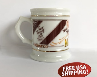 Mail Pouch Tobacco Mug: 1980s Franklin Porcelain - Corner Store Series, Retro Advertising