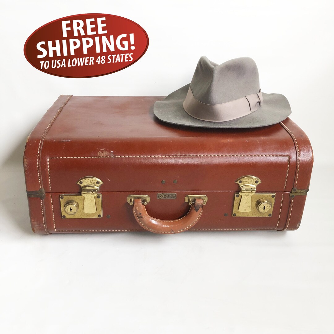 Rare Vintage Hardsided Leather Suitcase Made by the Joy Etsy