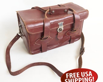 Mid-Century Kam-ra Bag Leather Camera Bag, Leather Shoulder Bag, Travel Bag, Up-cycled Purse, 1960s Photographers Bag