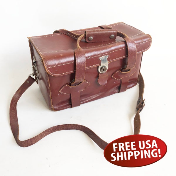 Mid-Century Kam-ra Bag Leather Camera Bag, Leather Shoulder Bag, Travel Bag, Up-cycled Purse, 1960s Photographers Bag