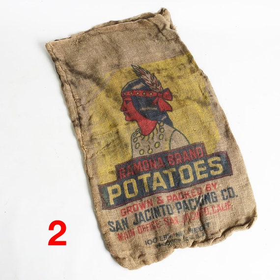 Vintage California Potato Sack Burlap Bag Gunney Sack Farmhouse Chic Wall Decor Etsy