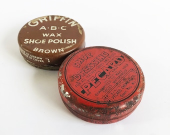Vintage Griffin & Pecard Shoe Polish Tins: 1930s-40s General Store Decor