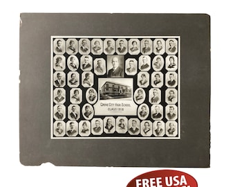 1918 Grove City PA High School Graduation Photo: Antique Class Portrait
