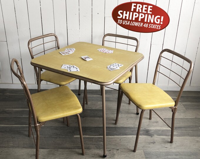 Mid Century Cosco Folding Table and Four Gatefold Folding Etsy