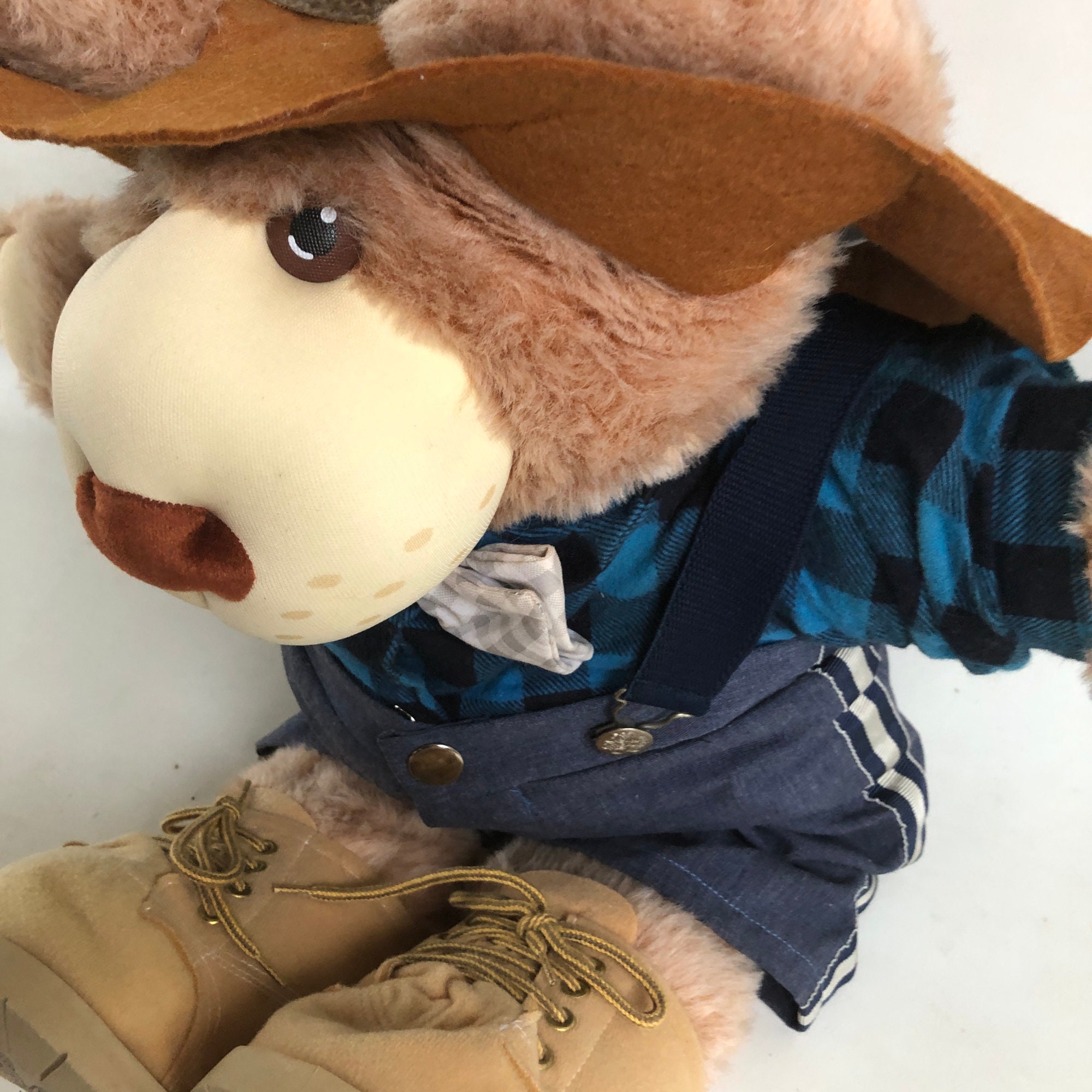 Vintage Xavier Roberts Furskin Bear: Farrell the Postmaster Plush